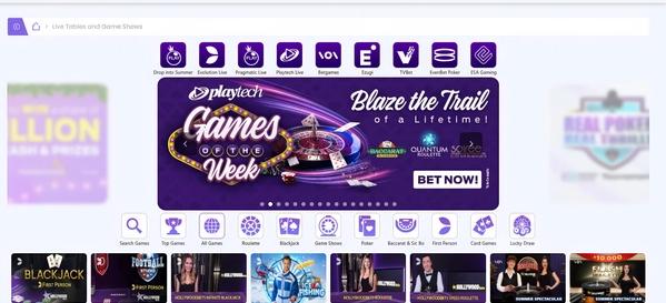 Hollywoodbets live casino with live dealers, game shows, Blaze the Trail promotion, and exclusive live gaming.